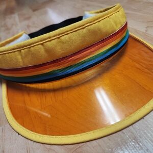 Vinrage Sun Visor Yellow With Rainbow Stripe